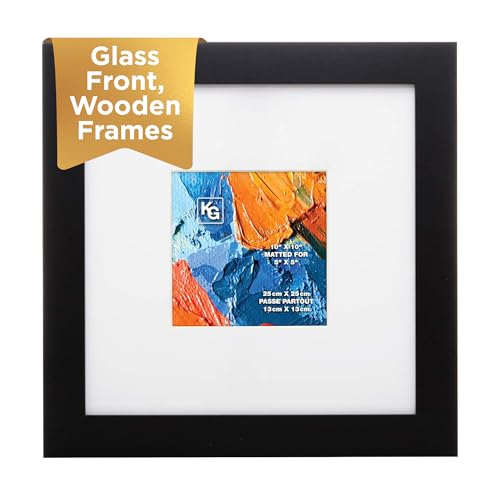 Kiera Grace Mattierter klassischer Langford-Bilderrahmen, für ein 12,7 x 12,7 cm großes Foto, 25,4 x 25,4 cm großer Holz-Bilderrahmen zum Aufhängen und Ausstellen, Schwarz von Kiera Grace