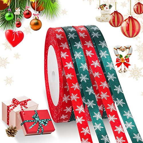 Kieswan Geschenkband Weihnachten Rot/Grün 22m x 4 Rollen, 10mm Schleifenband Weihnachten Satinband Schneeflocke, Weihnachtsschleifen Dekoband für Hochzeit Geburtstag Verpackung Basteln Dekoration Kieswan Geschenkband Weihnachten Rot/Grün 22m x 4 Rollen, 10mm Schleifenband Weihnachten Satinband Schneeflocke, Weihnachtsschleifen Dekoband für Hochzeit Geburtstag Verpackung Basteln Dekoration von Kieswan