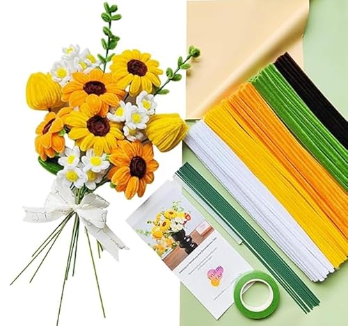 Kievano Pfeifenreiniger Blumen Set – 210 Stück für DIY Blumenstrauß Basteln – 5 Farben & Basteldraht, Geschenkpapier und Zubehör Kievano Pfeifenreiniger Blumen Set – 210 Stück für DIY Blumenstrauß Basteln – 5 Farben & Basteldraht, Geschenkpapier und Zubehör von Kievano