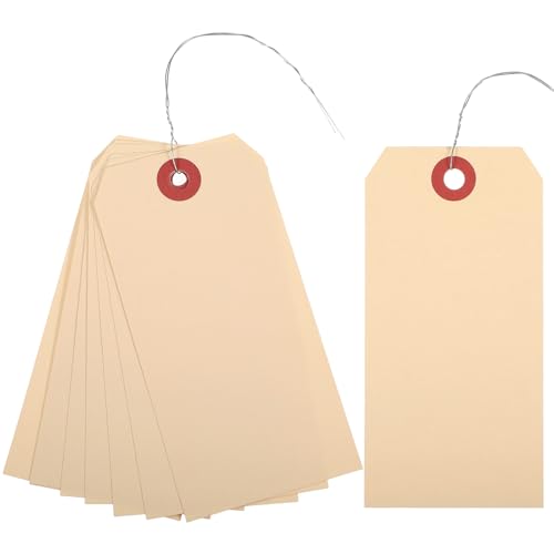 Kifmurase Manila-Versandanhänger mit Draht, blanko, 11,4 x 7,5 cm, Drahtetiketten zum Aufhängen mit verstärktem Loch, beschreibbares Preisschild, Geschenkanhänger für Schmuck, Preise, Kleidung von Kifmurase