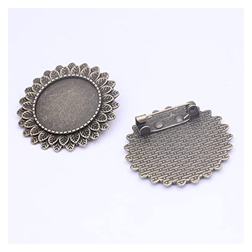 Kigauru Cabochon-Broschenbasis 5 stücke Vintage Antike Bronze Fit 20mm Cabochon Brosche Pin Base Einstellung Blanks DIY Lünette for Brosches Zubehör für DIY Basteln (Color : Type06) von Kigauru