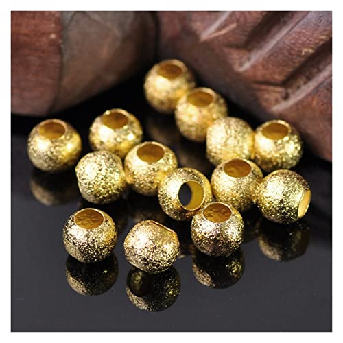 Perlen 50 pcs Gold plattiert Farbe rund 8mm Hohle Matte Metall Messing Lose Spacer Big Hole Perlen Los for Schmuckherstellung DIY Kunsthandwerk (Color : Gold, Item Diameter : 8mm) von Kigauru