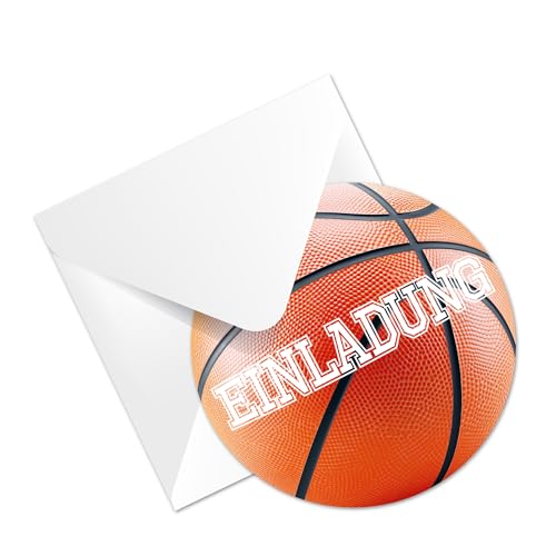 12 Basketball Einladungskarten zum Kindergeburtstag [ extra stabil ],die Kinder Geburtstagseinladung für alle Basketball begeisterten Jungen und Mädchen (Basketball mit Kuvert) von Kigebu