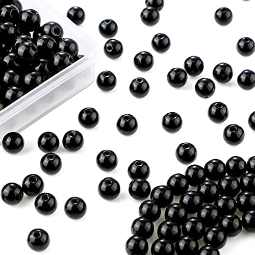 300 Stück schwarze Achatperlen, Onyx Perlen, Runde Onyx Perlen für Schmuckherstellung, Poliert Glatt Onyx Perlen für Armband Halskette Ohrringe Basteln (10mm) von Kigeli