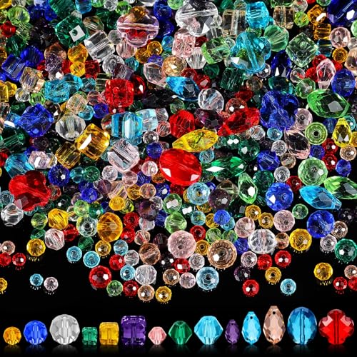 Kigeli Glasperlen, verschiedene Kristallperlen für Schmuckherstellung, facettierte Tropfenform, Rondelle, Briolette für Bastelarbeiten, Halsketten, Armbänder, Ohrringe, mehrfarbig, 1280 Stück Kigeli Glasperlen, verschiedene Kristallperlen für Schmuckherstellung, facettierte Tropfenform, Rondelle, Briolette für Bastelarbeiten, Halsketten, Armbänder, Ohrringe, mehrfarbig, 1280 Stück von Kigeli