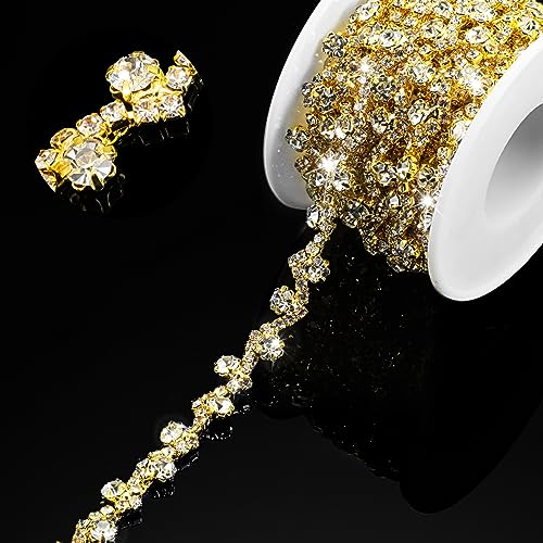 Kigeli Strassverzierung mit Strassverzierung, Strassapplikation, Nähen, Verzierungen für selbstgemachte Kleider, Kleidung, Hochzeit, Handwerk, Brautschmuck, 1,9 cm breit (Gold, Weiß, 6 Yard) von Kigeli