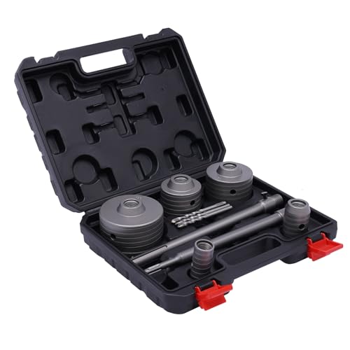 Bohrkronen Set 9-tlg SDS PLUS SDS MAX für Mauerwerk Beton - Wolframkarbid Lochsägen Set Ø 30/40/68/80/100mm mit 300mm Schaft & 2 Zentrierbohrern - Kernbohrer für Ziegel, Stein, Zement bis 350mm Tiefe von KigerNee