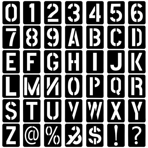 42 Stück Buchstaben Schablone Set, 10cm Buchstaben Zahlen Zeichen Schablonen, Wiederverwendbare Zahlenschablonen, Alphabetschablone für Holzschilder, Malerei DIY und Handwerk von Kigift