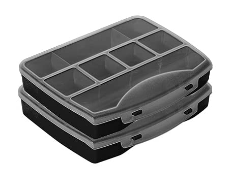 Kigima Sortierbox 2er Set 25x20,2x4,1cm 12 Fächer Schwarz – Praktisches Kleinteilemagazin aus Plastik – Sortimentskasten für Wandmontage geeignet – ideal als Werkstatt Organizer Kigima Sortierbox 2er Set 25x20,2x4,1cm 12 Fächer Schwarz – Praktisches Kleinteilemagazin aus Plastik – Sortimentskasten für Wandmontage geeignet – ideal als Werkstatt Organizer von Kigima