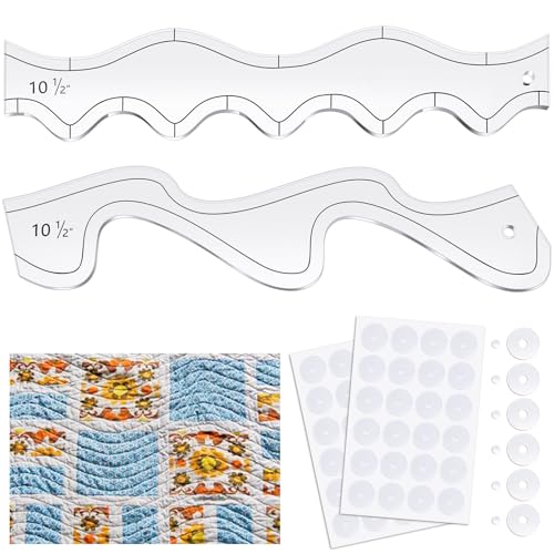 Kigley Wellenlineal mit Wellenkante, Acryl, Quilt-Lineale zum Quilten, 0,5 cm dick, Quiltvorlagen für Maschinen, nicht Quilten, Bewegung, Quilten, Schablonenlineale mit 48 rutschfesten Griffen zum Kigley Wellenlineal mit Wellenkante, Acryl, Quilt-Lineale zum Quilten, 0,5 cm dick, Quiltvorlagen für Maschinen, nicht Quilten, Bewegung, Quilten, Schablonenlineale mit 48 rutschfesten Griffen zum von Kigley