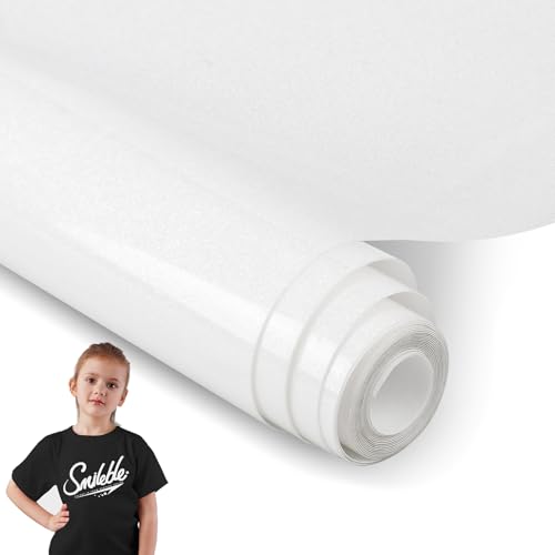 Kigniote Plotterfolie Textil Glitzer Weiss, 30,5 x 200 CM Heat Transfer Vinyl Plotter Bügelfolie, Flexfolie Plotter Textil Transferfolie zum Aufbügeln für DIY T-Shirt, Stoffe, Hoodie von Kigniote