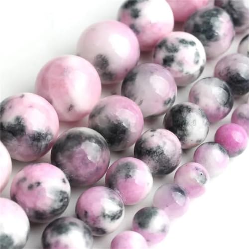 Natürliche violette Wolkenjade-Stein, rund, lose Perlen für Schmuckherstellung, DIY-Armband, 38 cm, 8 mm, 46 Stück von Kiioouu