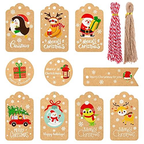 Kiiwah 100 Stücke Weihnachten Geschenkanhänger, Weihnachten Kraftpapier Tags Etiketten mit Juteschnur für Weihnachts Geschenk Label Präsentieren Dekoration Kiiwah 100 Stücke Weihnachten Geschenkanhänger, Weihnachten Kraftpapier Tags Etiketten mit Juteschnur für Weihnachts Geschenk Label Präsentieren Dekoration von Kiiwah