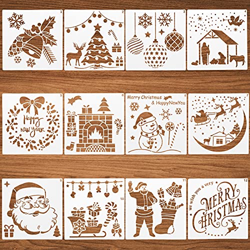 Kiiwah 12 Stück Weihnachten Schablonen, Zeichenschablonen Malschablonen Wiederverwendbar Schablonen für Scrapbooking, Kunst Zeichnung, Fenster Sprühen, Wand DIY Dekoration Kiiwah 12 Stück Weihnachten Schablonen, Zeichenschablonen Malschablonen Wiederverwendbar Schablonen für Scrapbooking, Kunst Zeichnung, Fenster Sprühen, Wand DIY Dekoration von Kiiwah