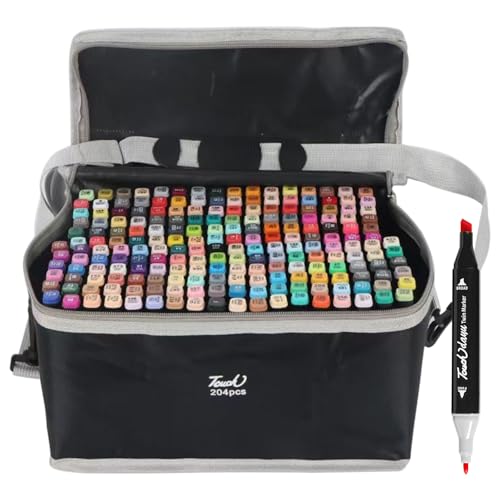 Kikcrrou 204 Farben Dual Tip Brush Marker Set, Alkohol Marker Stifte zum Malen, Färben, Skizzieren, Hervorheben, Unterstreichen und Zeichnen, Paint Paint Pen mit Aufbewahrungstasche Kikcrrou 204 Farben Dual Tip Brush Marker Set, Alkohol Marker Stifte zum Malen, Färben, Skizzieren, Hervorheben, Unterstreichen und Zeichnen, Paint Paint Pen mit Aufbewahrungstasche von Kikcrrou