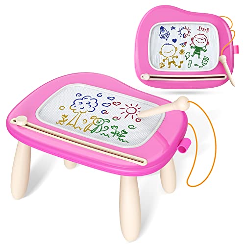 Kikidex Spielzeug für Kleinkinder im Alter von 1–3 Jahren, magnetisches Zeichenbrett, Mädchenspielzeug für 1–2-jährige Babys, Kindergeburtstagsgeschenk (Tiefrosa) von Kikidex