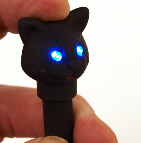 Kikkerland Kugelschreiber Katze mit Led Licht und Sound, schwarz von Kikkerland