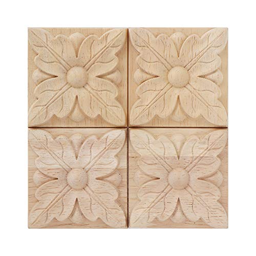 4Pcs Carving Checkered Applique Unlackiert Aufkleber für Möbel Dekoration (Stil 1) von Kikumi