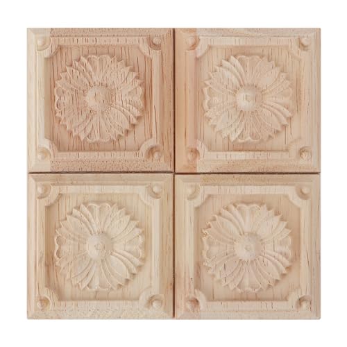 4Pcs Carving Checkered Applique Unlackiert Aufkleber für Möbel Dekoration (Stil 4) von Kikumi