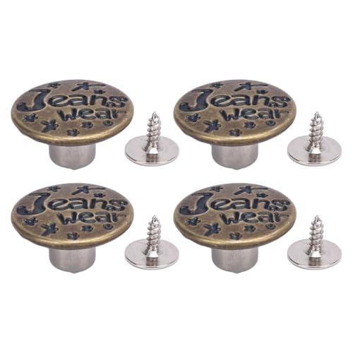 50 Sets Hosenknopfstifte aus Edelstahl, 17 Mm, Knöpfe mit Sternbuchstabenmuster und 2 X 6,5 Mm Spitze, Gekreuzte Eisenschrauben von Kikumi