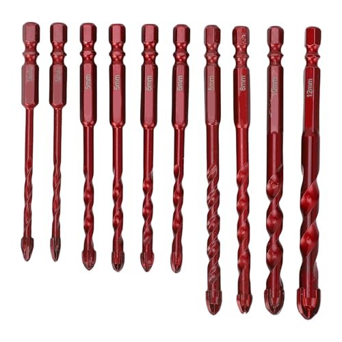 Kikumi 1/4in -Hex -Schaft -Mauerwerksbohrer, Keramikfliesenschneider -Set, Wolframlegierung Mauerwerk Bohrer mit 5 Größen für Glas, Keramik, Holz, Metall, Ziegel und Beton von Kikumi