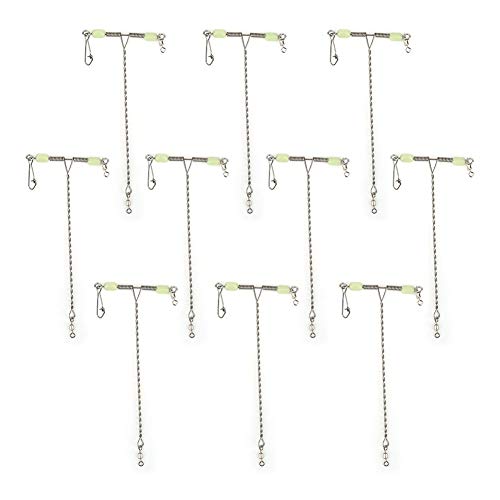Kikumi 10 -pcs Edelstahl Lumineszenzperlen Balance T Form Drehschützer -Fischereianschläge Tackle von Kikumi