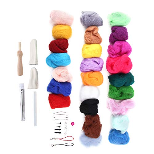 Kikumi 24 Farben Wollwollwollnadel -Feltze -Woll Kit, für Schmuck, Matte, Puppe, Schlüsselring, Trocknerbälle, Jedes Handwerk und Weihnachten für, Einschließlich Anderer Filzwerkzeuge Kikumi 24 Farben Wollwollwollnadel -Feltze -Woll Kit, für Schmuck, Matte, Puppe, Schlüsselring, Trocknerbälle, Jedes Handwerk und Weihnachten für, Einschließlich Anderer Filzwerkzeuge von Kikumi