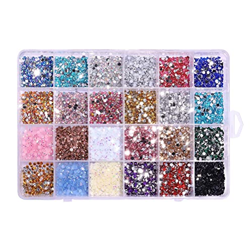 Kikumi 24 Gitter Flache Harznagel -Strasssteine ​​3500 Stcs Nagel für Acrylnägel Maniküre DIY -Nägeldekoration (Ein -eins) von Kikumi
