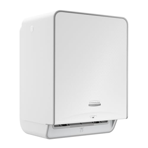Kimberly-Clark Professional Automatischer ICON-Rollenhandtuchspender (53940), weißes Gehäuse mit weißer Blende im Mosaikdesign; 1 Spender und eine Blende pro Verkaufseinheit von Kimberly-Clark Professional