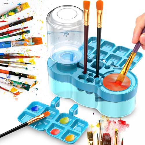 Brush Rinser Pinselreiniger Paint Aquarellpinselspüler, Multifunktionales Pinselwaschbox Art Tools mit Wasserkreislauf, Pinselhalter und Palette, Geschenke für Kleine Künstler und Kinder Anfänger von Kimimara