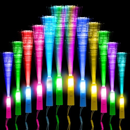 Bunte Leuchtstäbe Glasfaser 12 Stück LED Upgraded Multi-Light Mode Glow Sticks, Ostern Karneval Spielzeug für Nacht Partys, Discos, Konzerte, Weihnachten, Clubs, Kinderpartys, Hochzeiten von Kimimara