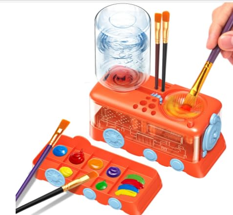 Paint Brush Cleaner Pinselreiniger mit Farbwanne, verbessertes Cartoon-Malzubehör, mit Abfluss und Pinselhalter, Pinselreinigungsgerät mit Wasserkreislauf für Acryl, Aquarell- und Wasserfarben(Orange) Paint Brush Cleaner Pinselreiniger mit Farbwanne, verbessertes Cartoon-Malzubehör, mit Abfluss und Pinselhalter, Pinselreinigungsgerät mit Wasserkreislauf für Acryl, Aquarell- und Wasserfarben(Orange) von Kimimara