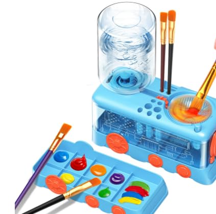 Paint Brush Cleaner Pinselreiniger mit Farbwanne, verbessertes Cartoon-Malzubehör, mit Abfluss und Pinselhalter, Pinselreinigungsgerät mit Wasserkreislauf für Acryl, Aquarell- und Wasserfarben(Blue) Paint Brush Cleaner Pinselreiniger mit Farbwanne, verbessertes Cartoon-Malzubehör, mit Abfluss und Pinselhalter, Pinselreinigungsgerät mit Wasserkreislauf für Acryl, Aquarell- und Wasserfarben(Blue) von Kimimara