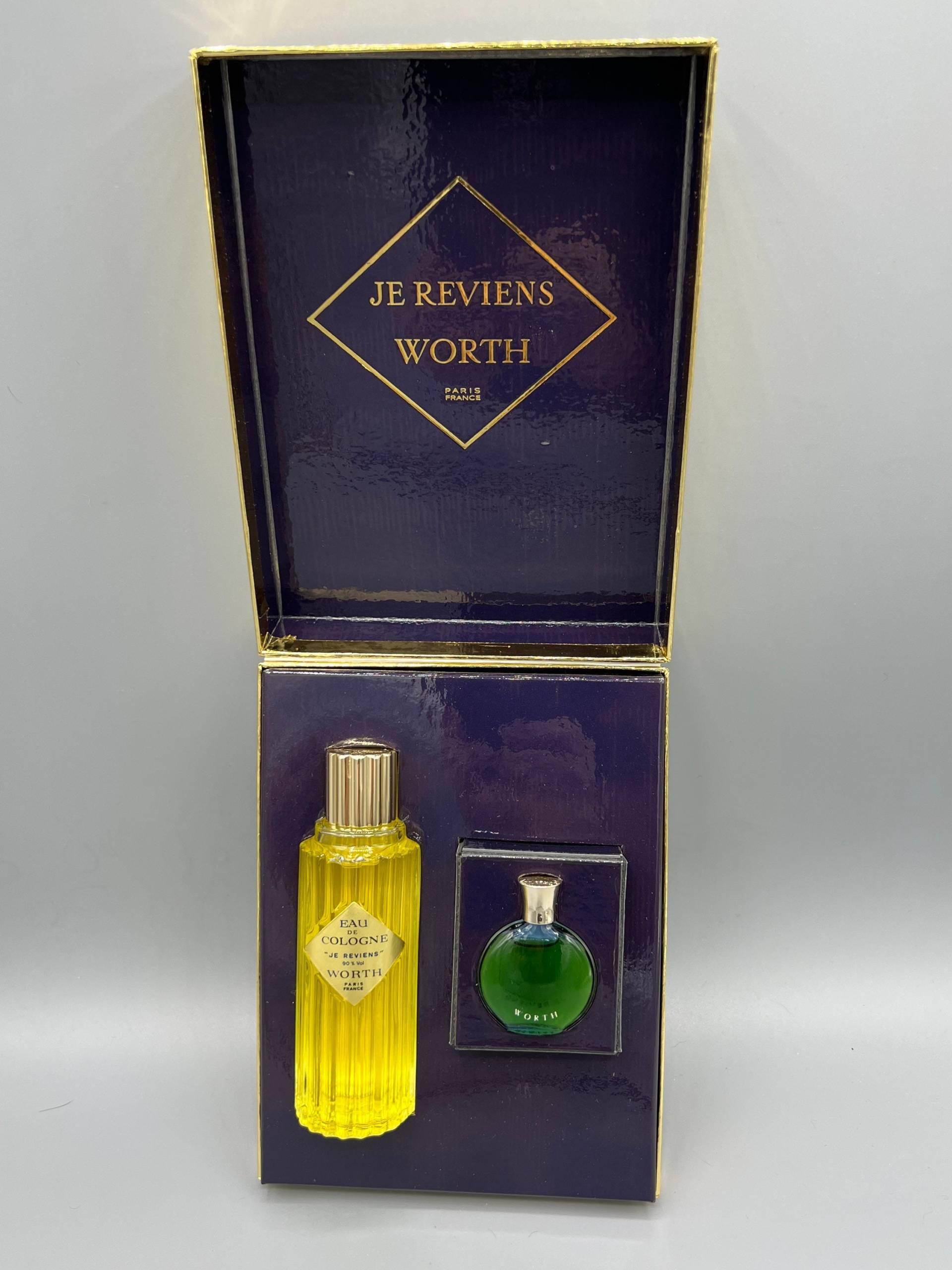 Vintage Je Reviens Worth Lalique 2 Oz Eau De Cologne 1/8 Parfüm Paris Frankreich Geschenkset Unbenutzt von KimmsAttic