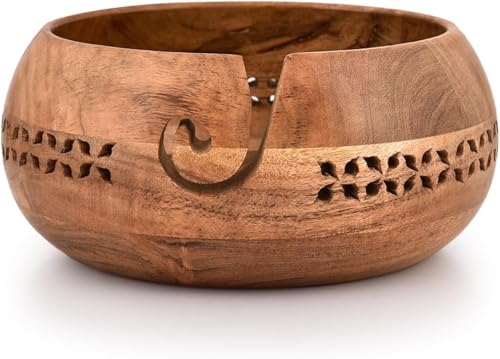Kimona Yarn Storage Wooden Yarn Bowl Knitting Bowl Large Crochet Yarn Holder Gifts for Women (20.32cm x 20.32cm x 10.16cm) von Kimona