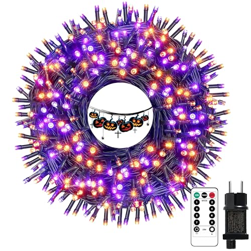 Kimuwote Halloween Lichterkette Outdoor, 25.04M 200LED Halloween Lichterkette Lila Orange Stecker 8 Modi Wasserdichte mit Fernbedienung und Timer für Outdoor Innen Herbst Garten Dekoration Kimuwote Halloween Lichterkette Outdoor, 25.04M 200LED Halloween Lichterkette Lila Orange Stecker 8 Modi Wasserdichte mit Fernbedienung und Timer für Outdoor Innen Herbst Garten Dekoration von Kimuwote