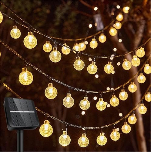 Kimuwote Solar Lichterkette Außen, 6.5M 30LED Solar Lichterkette Aussen, 8 Modi 8H Timer, Wasserdicht Kristallkugeln Lichterkette Aussen & Innen, für Garten, Terrasse, Balkon, Hochzeit von Kimuwote