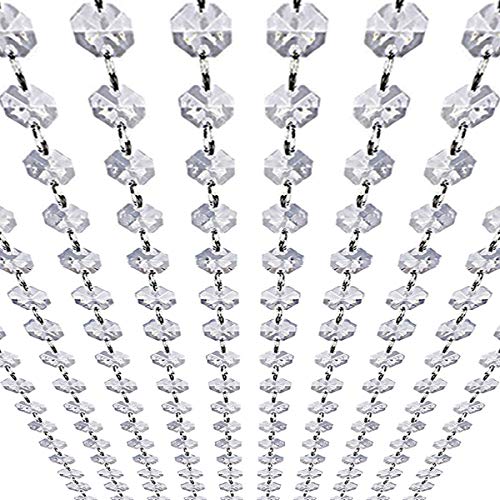 10 m K9 Glaskristallgirlande – hängende Kronleuchter Edelstein-Perlenkette – 14 mm transparentes achteckiges Prisma Diamant-Dekoration für Hochzeit, Party, Manzanita Tafelaufsatz Weihnachtsbaum von KinHom
