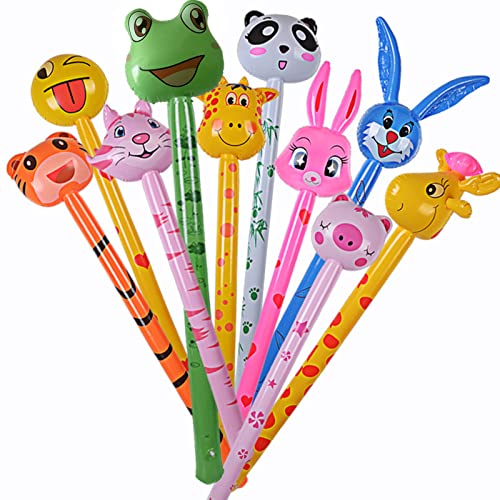 10 Stück Aufblasbare Tiere Stick, Aufblasbare Safari-Tiere Stick Mit Sound, Dschungel Safari Aufblasbare Spielzeuge, Tiger Giraffe Panda Ballon Stick, Hammer Blasttiere Für Kinderpool, Strandspielzeug 10 Stück Aufblasbare Tiere Stick, Aufblasbare Safari-Tiere Stick Mit Sound, Dschungel Safari Aufblasbare Spielzeuge, Tiger Giraffe Panda Ballon Stick, Hammer Blasttiere Für Kinderpool, Strandspielzeug von KinMokusei
