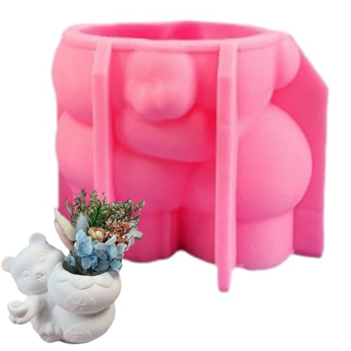 Blumentopf Beton Silikon Bear Gießform Blumentopf Beton Gießform Epoxidharz Silikonform DIY Sukkulenten Pflanzgefäße Formen, Blumentopf Formen, Handgefertigte Kunsthandwerk (Bear) von KinMokusei