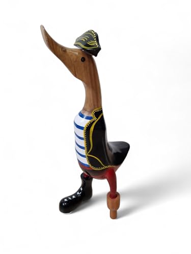 Kinaree Bambus Holz Ente Pirat - 40cm handgefertigte Holz Ente mit Stiefel, Holzbein und Hut aus Bambus, als Tischdeko, Gartendeko oder als knuffiges Geschenk Kinaree Bambus Holz Ente Pirat - 40cm handgefertigte Holz Ente mit Stiefel, Holzbein und Hut aus Bambus, als Tischdeko, Gartendeko oder als knuffiges Geschenk von Kinaree