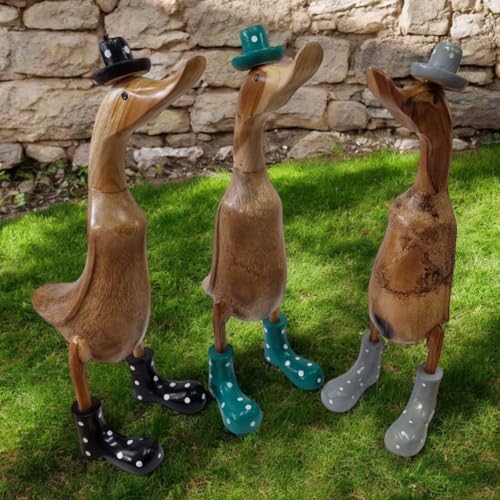 Kinaree Holz Ente - 46cm handgefertigte Holz Ente mit Gummistiefel aus Bambus, Tischdeko, Gartendeko oder Geschenk geeignet Kinaree Holz Ente - 46cm handgefertigte Holz Ente mit Gummistiefel aus Bambus, Tischdeko, Gartendeko oder Geschenk geeignet von Kinaree