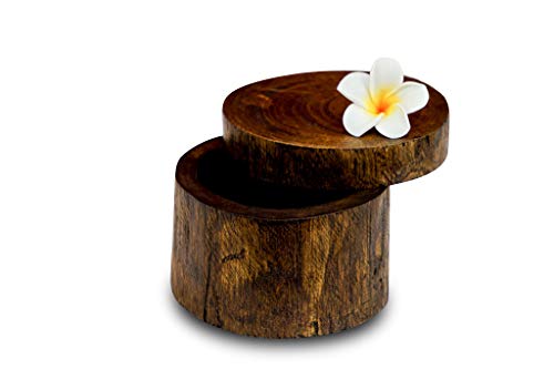 Kinaree Teak Baumstamm Dose - Schmuckschatulle in 2 Größen und Farben - Gastgeschenk Mitbringsel oder Geschenkverpackung in Baumstammoptik (Braun - S) von Kinaree