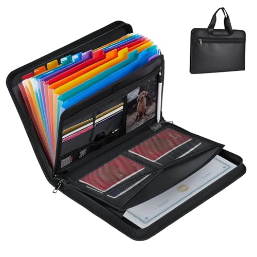 Wichtiger Dokumenten-Organizer – 13 Taschen, feuerfeste und wasserdichte Dokumentenmappe mit Reißverschluss und Etiketten, feuerfeste Fächermappe mit mehreren Fächern, Aktenordner für Wichtiger Dokumenten-Organizer – 13 Taschen, feuerfeste und wasserdichte Dokumentenmappe mit Reißverschluss und Etiketten, feuerfeste Fächermappe mit mehreren Fächern, Aktenordner für von Kinberry