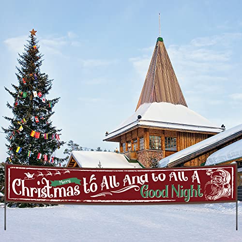 KindaJoy Extra großes Weihnachtsbanner Dekorationen Hofschild Party Dekor Frohe Weihnachten to All and to All A Good Night Xmas Indoor & Outdoor Hängedekoration (24 × 4 m) von KindaJoy