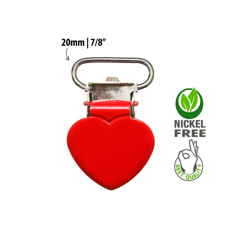 5 Schnullerclips Aus Metall, 7/8-Zoll-Rotes Herz Hosenträgerclips Für Schnullercliphalter, Schnullerclips, Schnullerclipzubehör von Kinderklipz