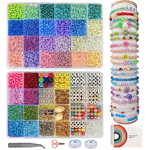 Perlen Zum Auffädeln 8600 Stück 4mm Selber Machen Glasperln zum Auffädeln Perlen Set,Bunt Glasperlen mit Buchstaben Armbänd für DIY Schmuck Ketten Perlensets,Armbänd,Ohrring,Halskette Perlen Zum Auffädeln 8600 Stück 4mm Selber Machen Glasperln zum Auffädeln Perlen Set,Bunt Glasperlen mit Buchstaben Armbänd für DIY Schmuck Ketten Perlensets,Armbänd,Ohrring,Halskette von Kinearcharms