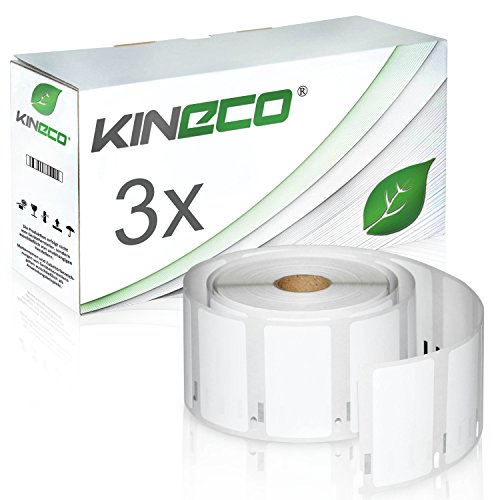 Kineco 3x 1000 Etiketten 57mm x 32mm, Dymo kompatible, 3000 Etiketten, Weiß, Rechteckig von Kineco