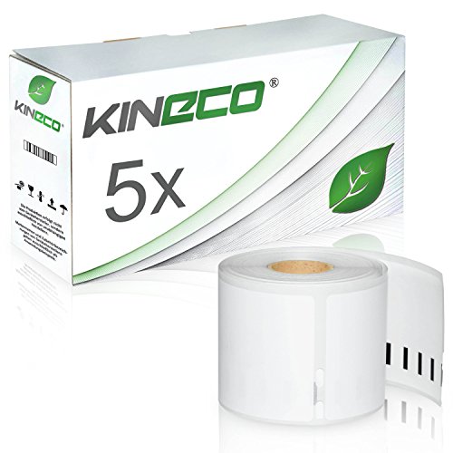 Kineco 5x 220 Etiketten Rollen 54mm x 101mm, Wei, fr Dymo Labelwriter 450, 400, 310, 320, 330 Series, 1100 Etiketten von Kineco