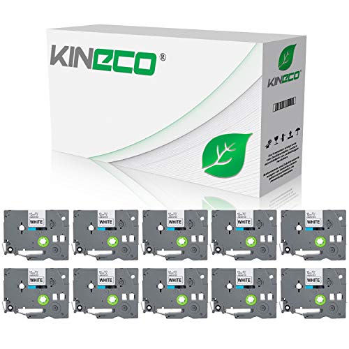 Kineco 10 Schriftbänder kompatibel für Brother TZE-231 TZ-231 12mm/8m Schwarz auf Weiß P-Touch H100LB H100R H105 E100 E100VP D200 D200BW D200VP D210 D210VP von Kineco